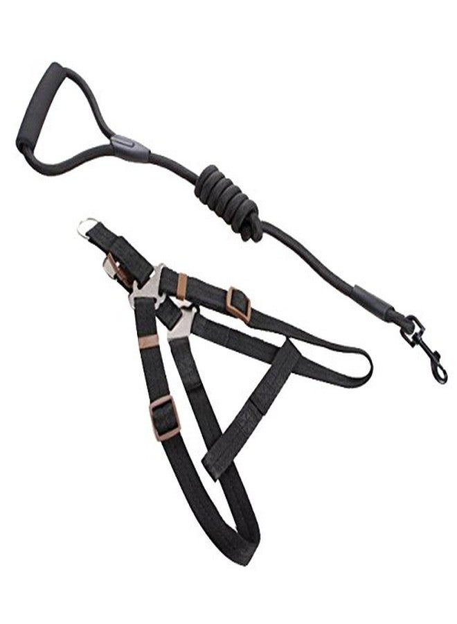 Futaba Pet Harness Collar and Leash Rope Belt Set - Black - Medium - Image 2